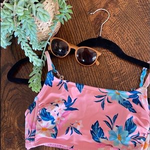 Adorable pink floral bikini top